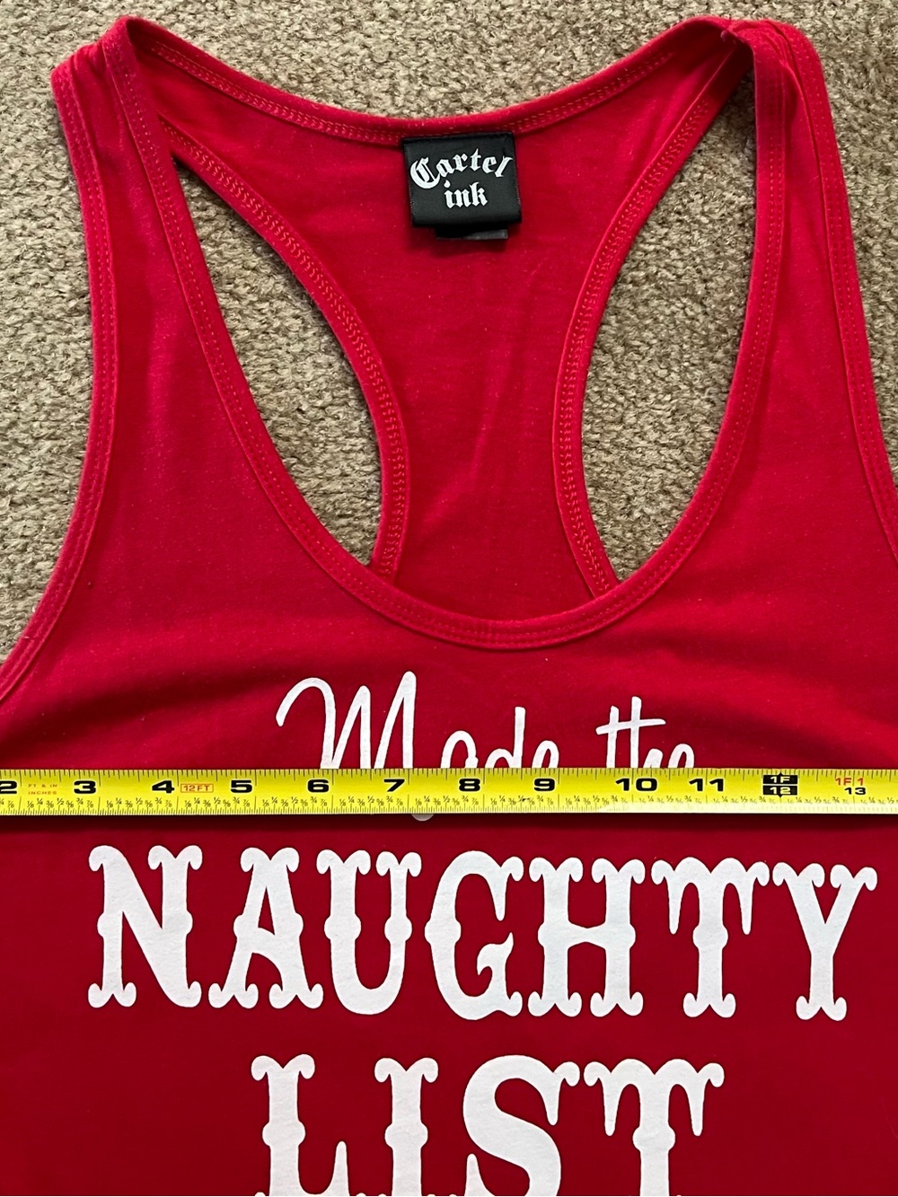 Cartel Ink Women's Red Graphic Racerback Tank - 'Made the Naughty List' - Picture 3 of 5